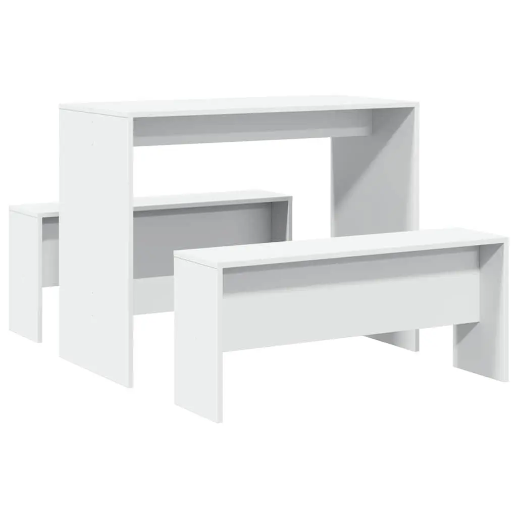 White Dining Table and Bench Set for Family Meals