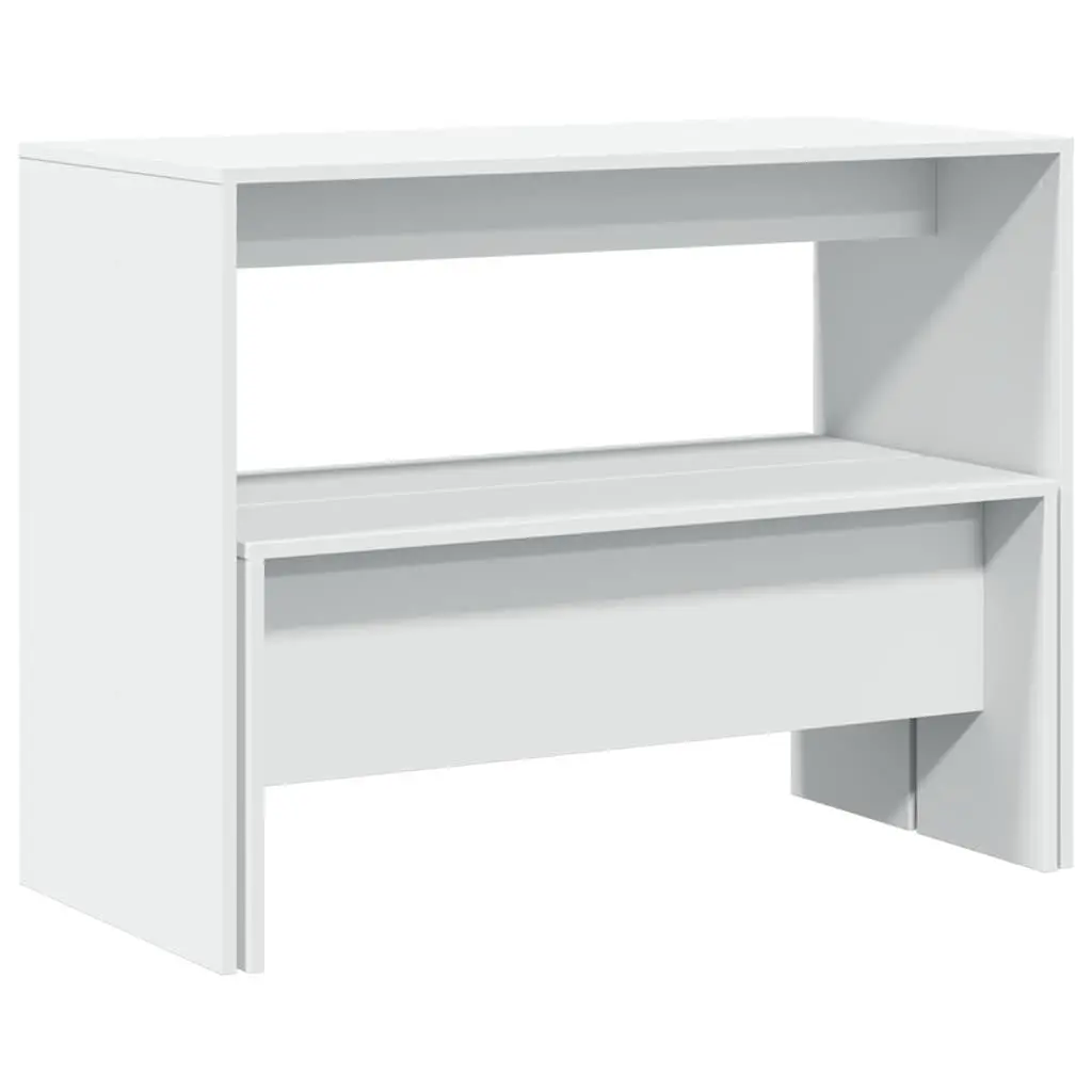 White Dining Table and Bench Set for Family Meals