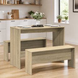 Quality Engineered Wood Dining Table and Bench Set