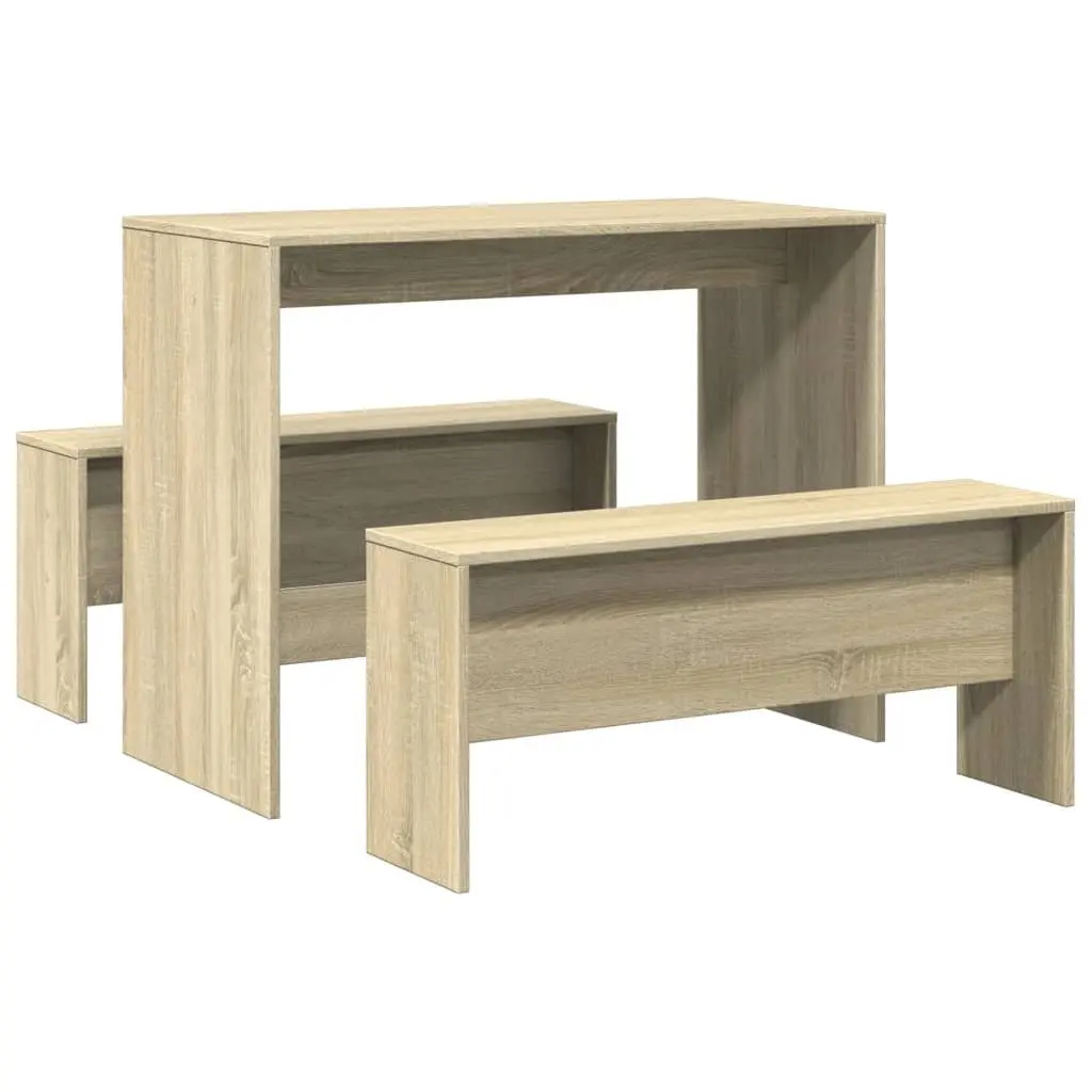 Engineered Wood Dining Table and Bench Set