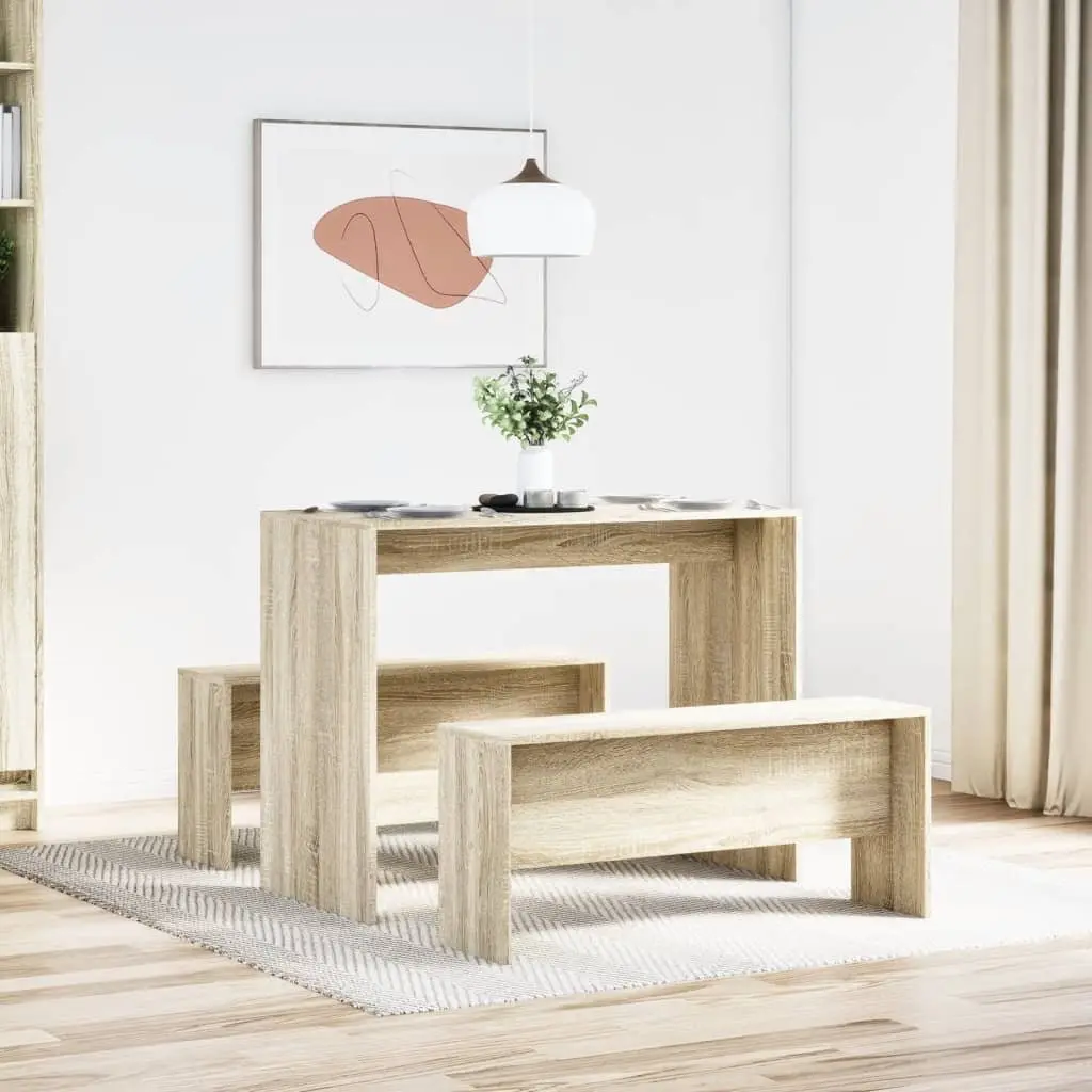 Engineered Wood Dining Table and Bench Set