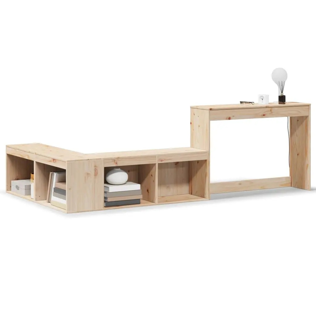 Solid Pinewood Bedside Cabinet with Integrated Desk