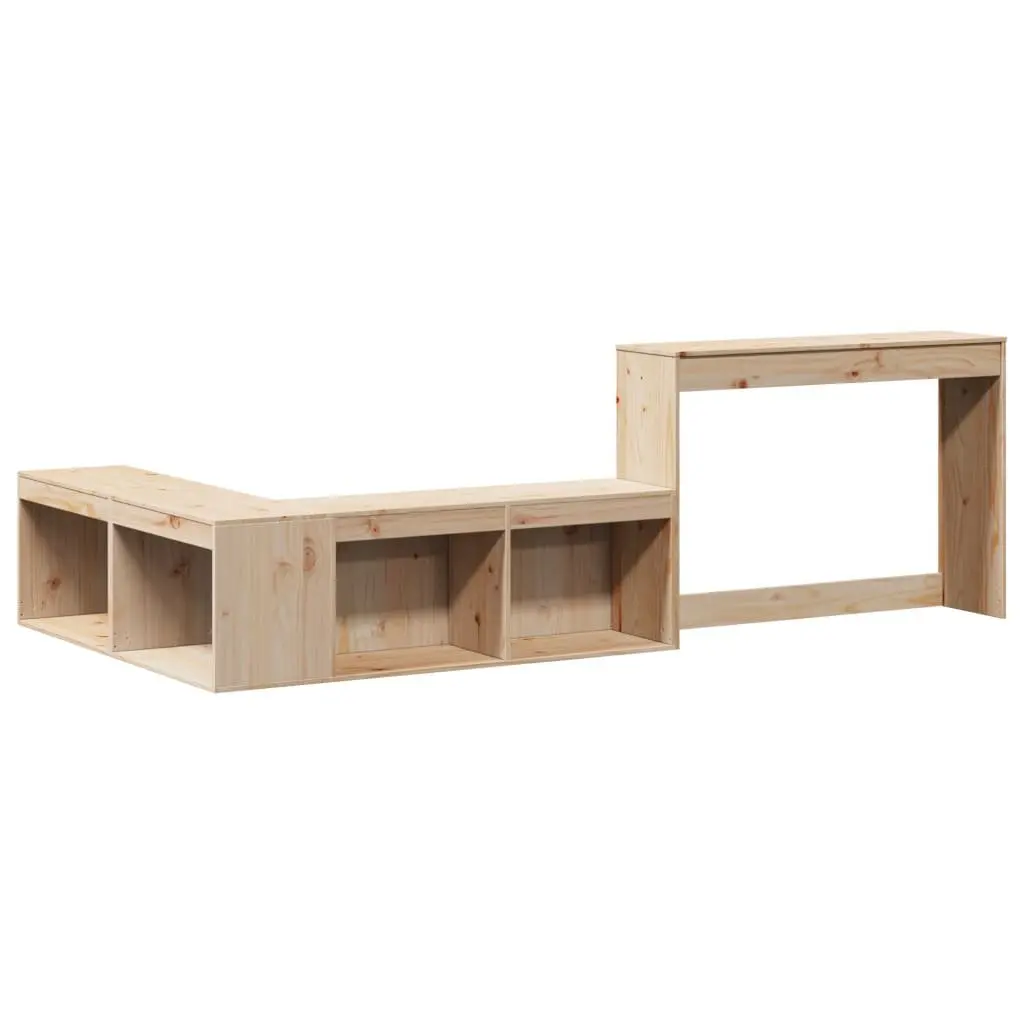 Solid Pinewood Bedside Cabinet with Integrated Desk