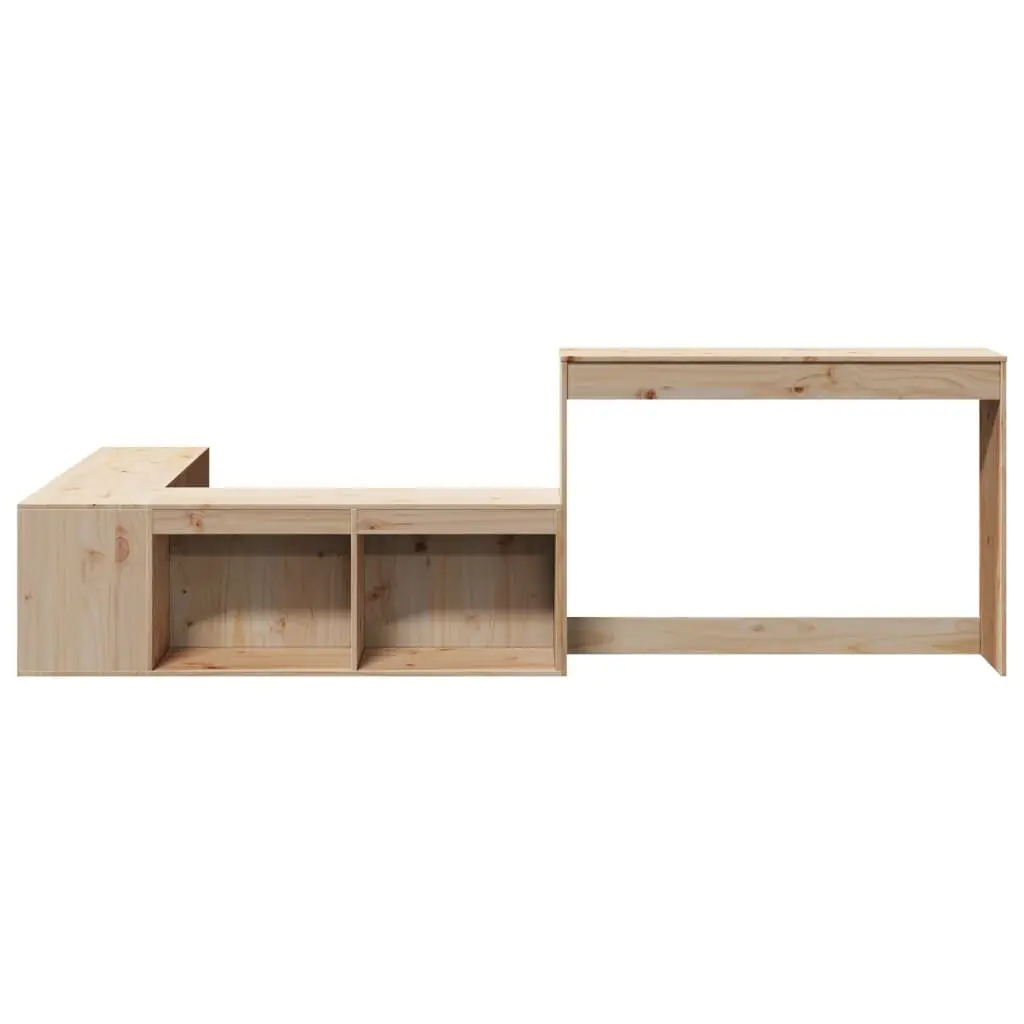 Solid Pinewood Bedside Cabinet with Integrated Desk