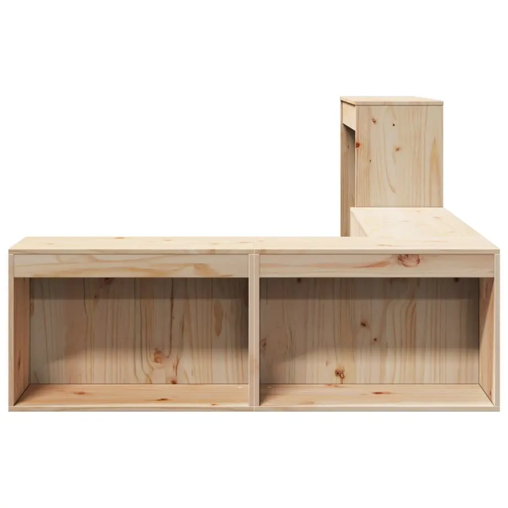 Solid Pinewood Bedside Cabinet with Integrated Desk