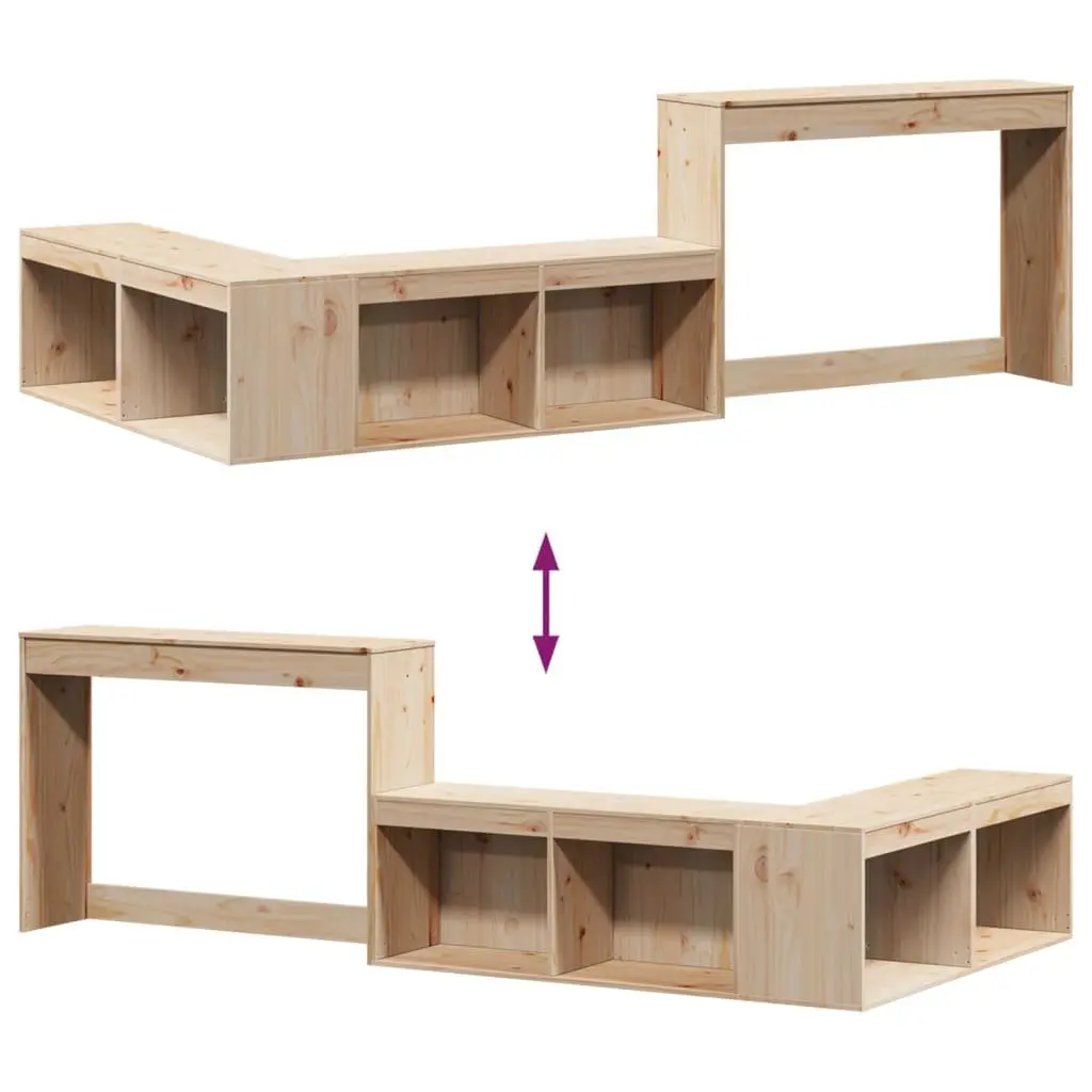 Solid Pinewood Bedside Cabinet with Integrated Desk