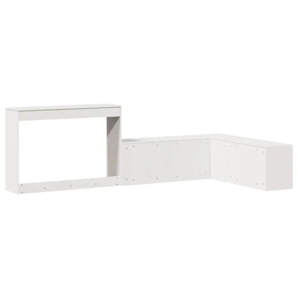 Bedside Cabinet with Desk Solid Pinewood L-Shaped White