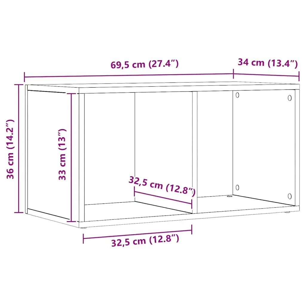 LP Storage Box Engineered Wood 69.5x34x36cm Brown