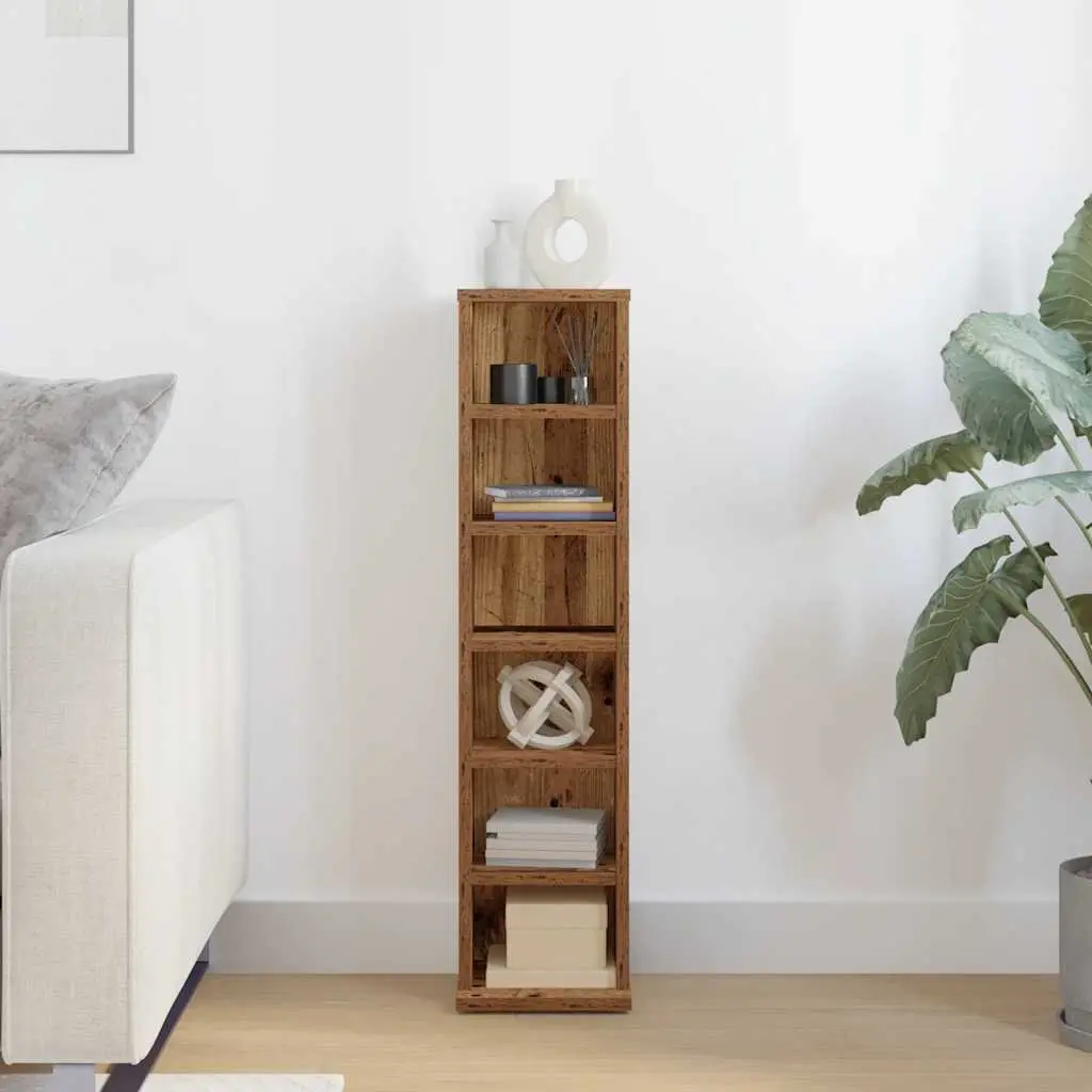 CD Cabinet DVD Storage Unit Old Wood Style 21x20x88 cm Media Storage Cabinet