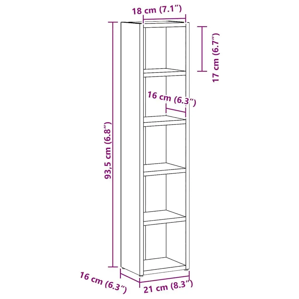 Engineered Wood CD Storage Cabinet with 5 Compartments