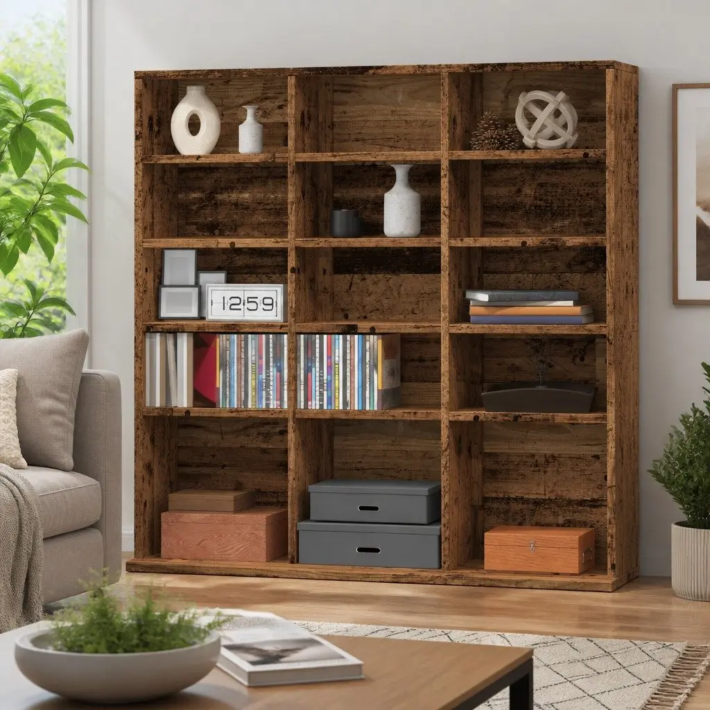 CD and DVD Storage Cabinet in Brown Engineered Wood