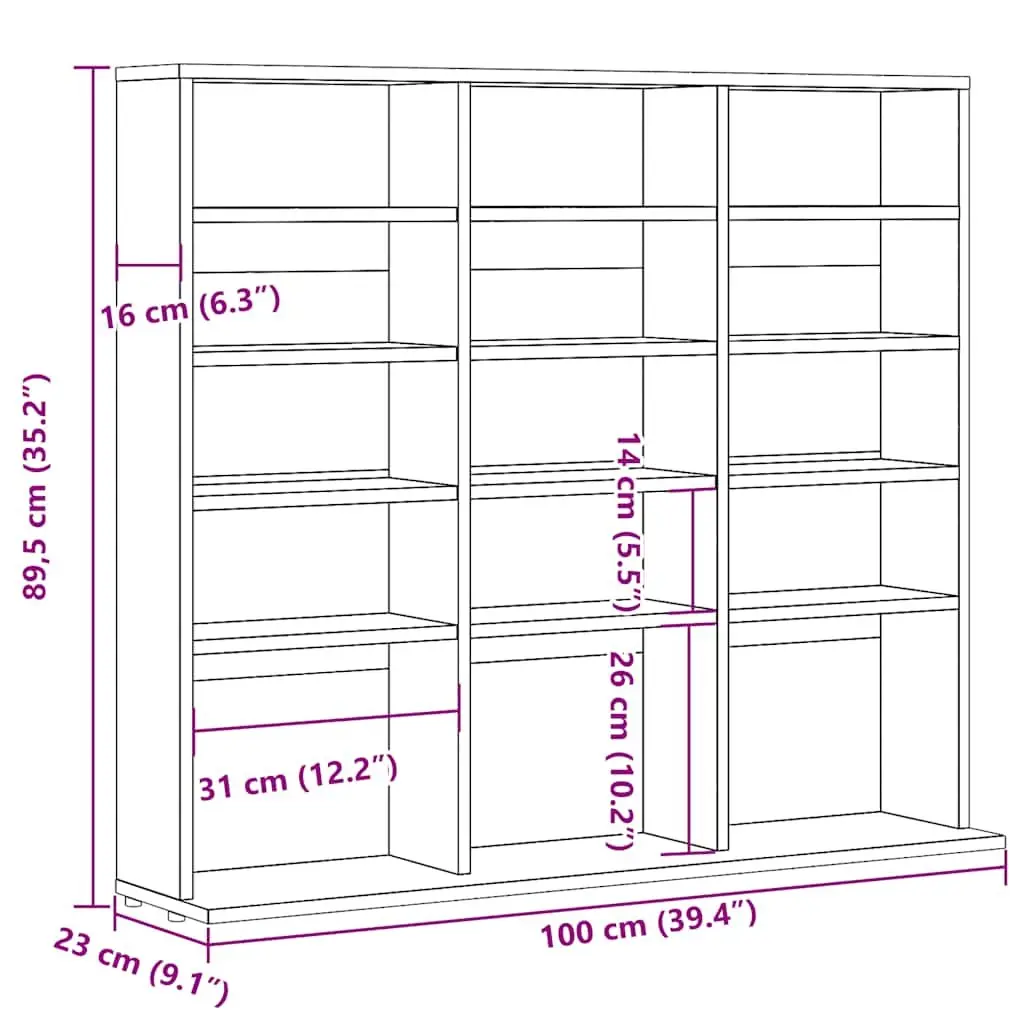 CD Cabinet Engineered Wood 100x23x89.5cm Brown