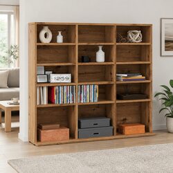 Durable Brown Engineered Wood CD Cabinet for Media