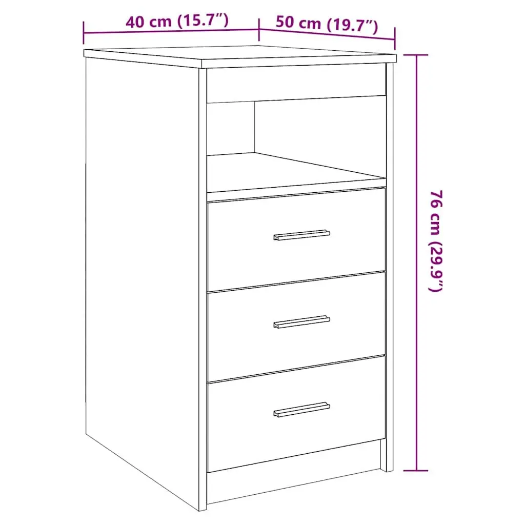 Engineered Wood Storage Cabinet Brown 40cm x 50cm x 76cm Durable Organiser with Drawer for Home Furniture