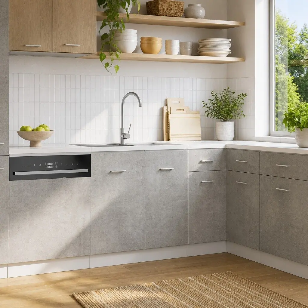 Grey Sink Base Cabinet with Two Doors