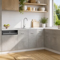 Durable Grey Sink Base Cabinet with Two Doors