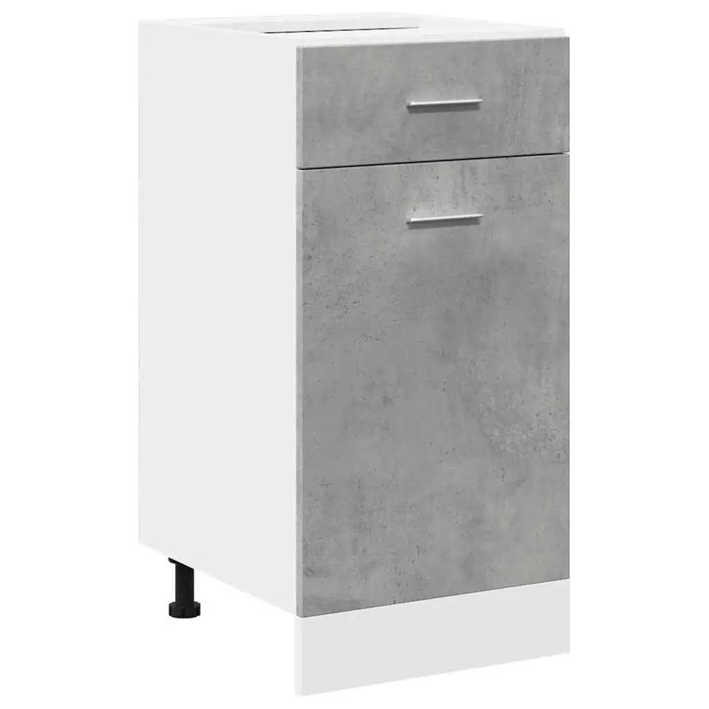 Grey Engineered Wood Kitchen Storage Cabinet with Drawer