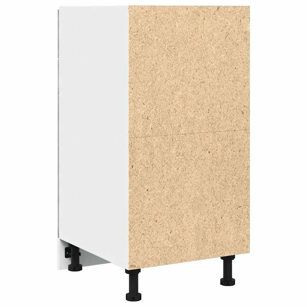 Grey Engineered Wood Kitchen Storage Cabinet with Drawer