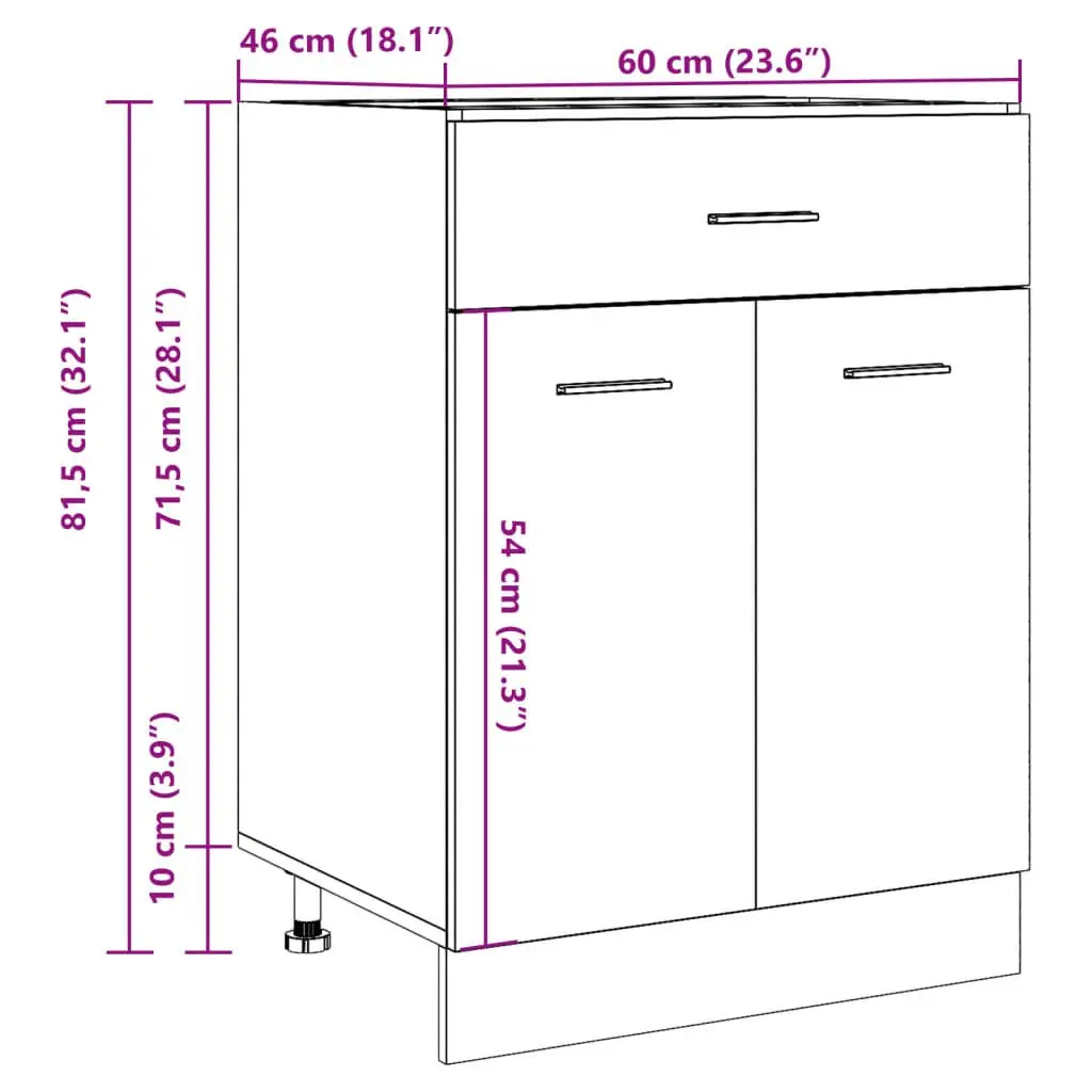 Grey Engineered Wood Drawer Bottom Cabinet for Kitchen