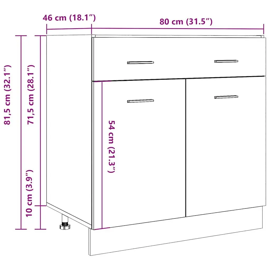 Grey Kitchen Storage Unit with 1 Drawer and 2 Compartments