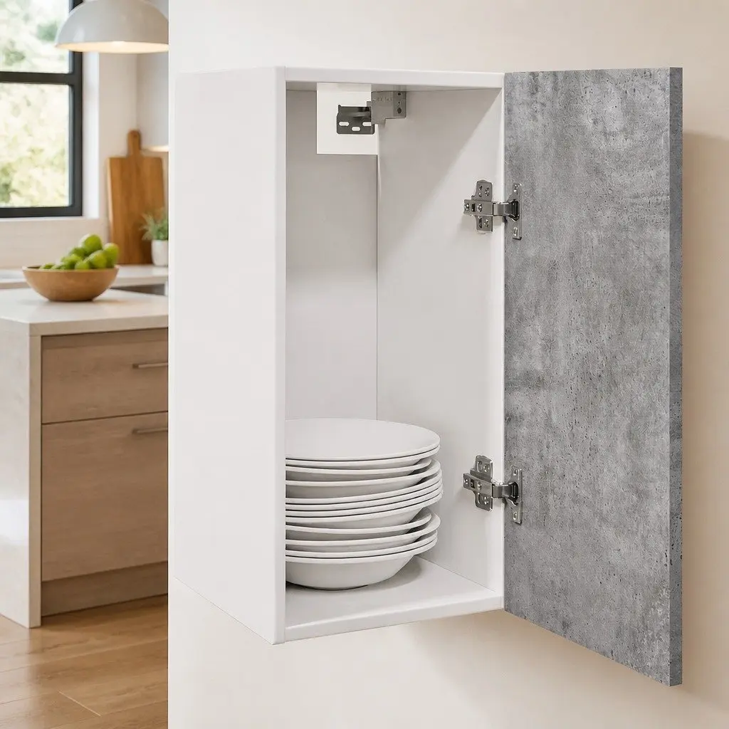Grey Engineered Wood Wall-Mounted Cabinet for Kitchens