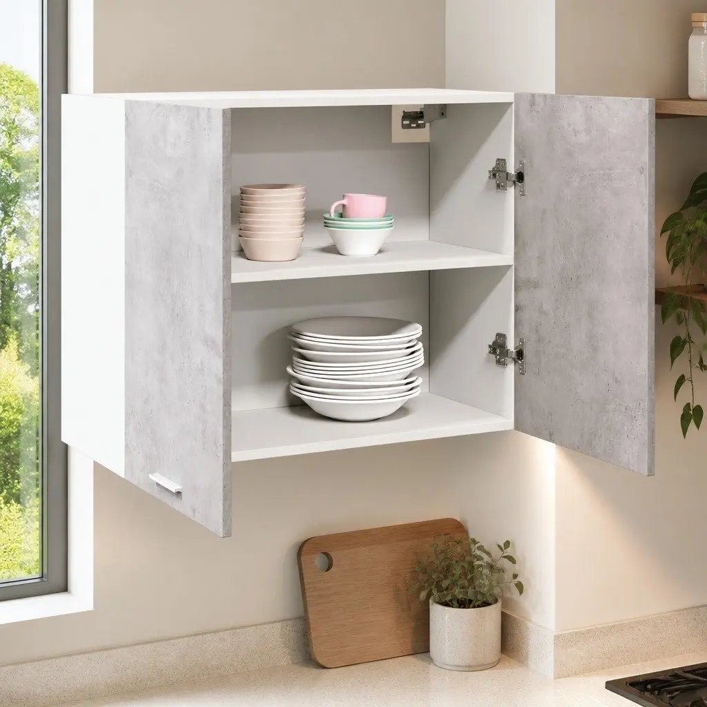 Wall-Mounted Grey Engineered Wood Kitchen Storage Cabinet 80x31x60cm