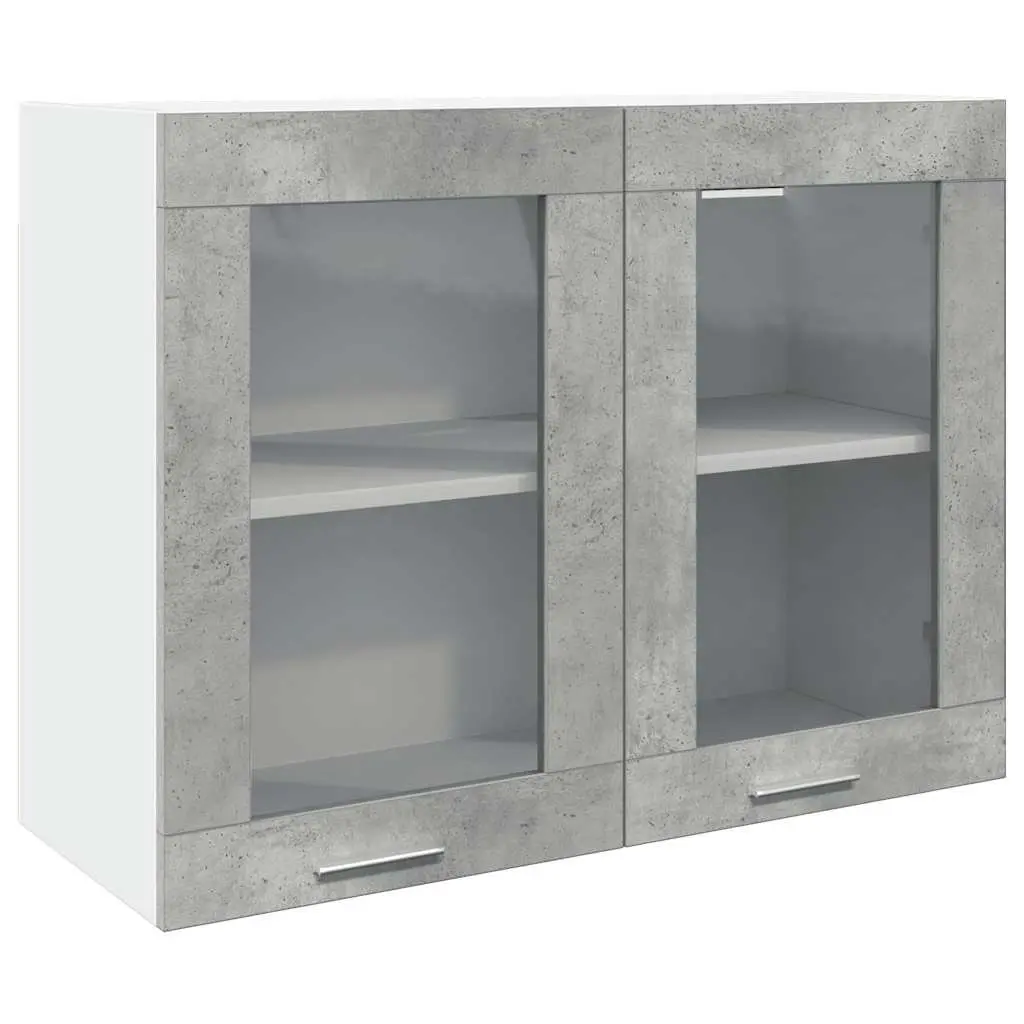 Wall-Mounted Glass Kitchen Cabinet in Grey
