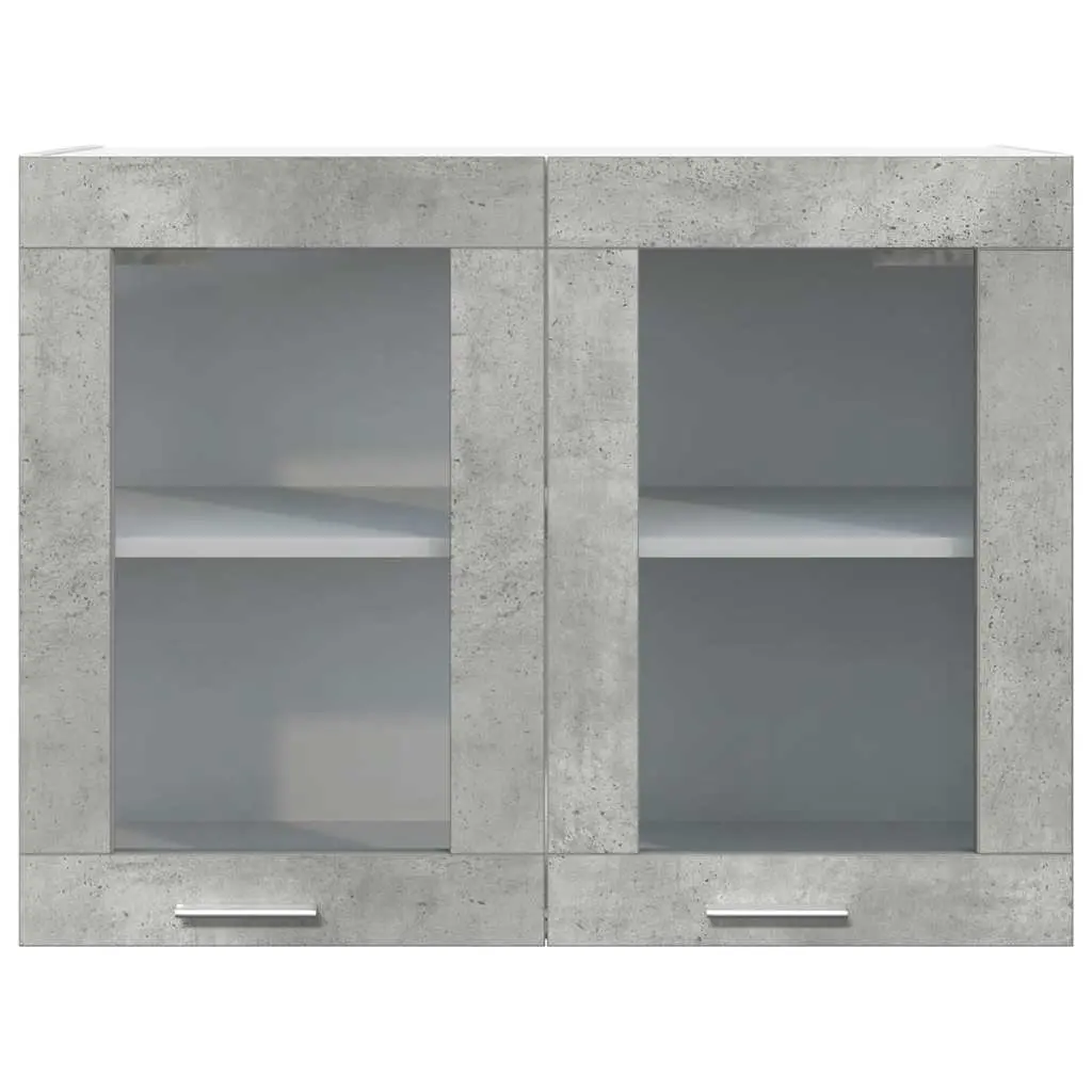 Wall-Mounted Glass Kitchen Cabinet in Grey