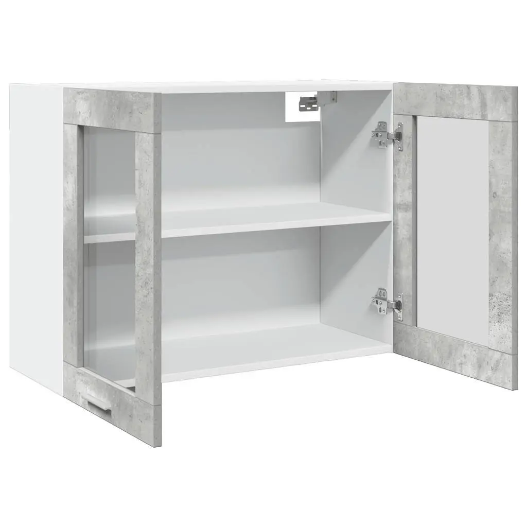 Wall-Mounted Glass Kitchen Cabinet in Grey