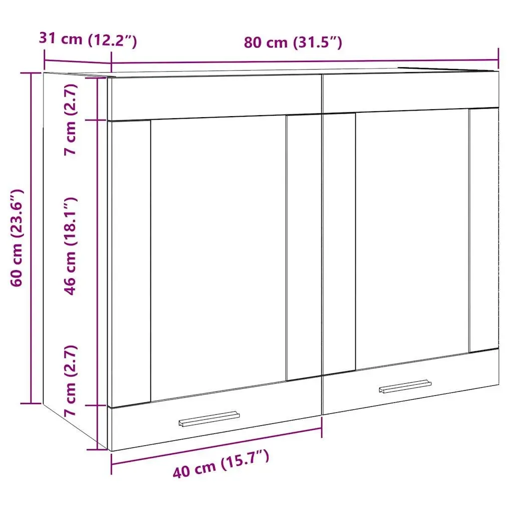 Wall-Mounted Glass Kitchen Cabinet in Grey