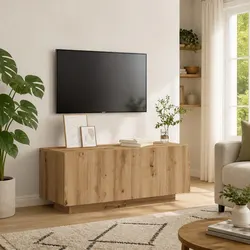 Stylish Brown Engineered Wood TV Cabinet with Storage