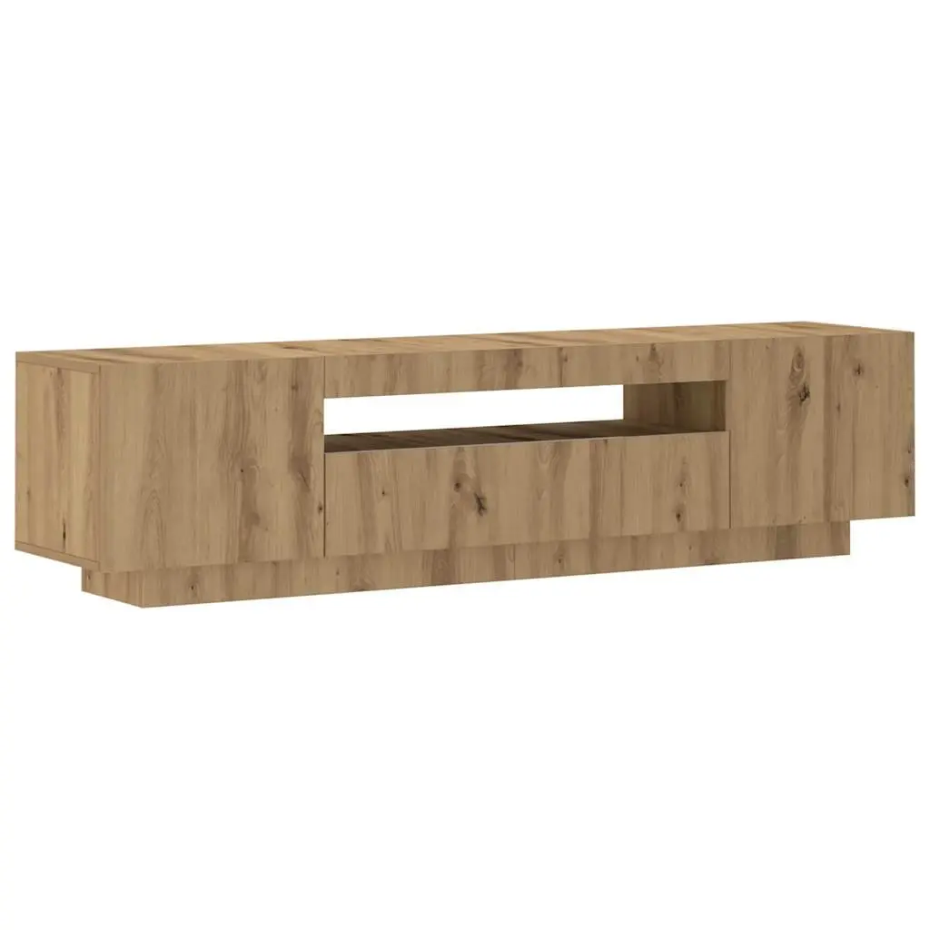 TV Cabinet Engineered Wood 160x35x40cm Brown RGB LED Lights Floating Stand Storage Unit