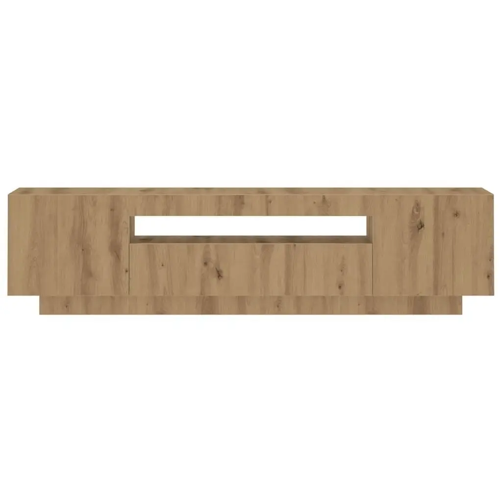 TV Cabinet Engineered Wood 160x35x40cm Brown RGB LED Lights Floating Stand Storage Unit