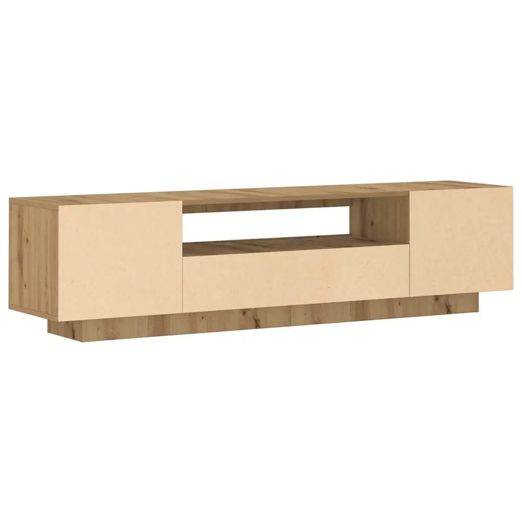 TV Cabinet Engineered Wood 160x35x40cm Brown RGB LED Lights Floating Stand Storage Unit