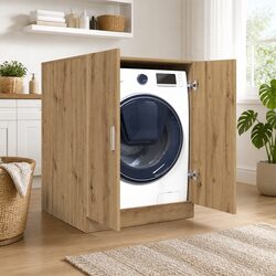Artisan Oak Washing Machine Cabinet for Laundry Storage