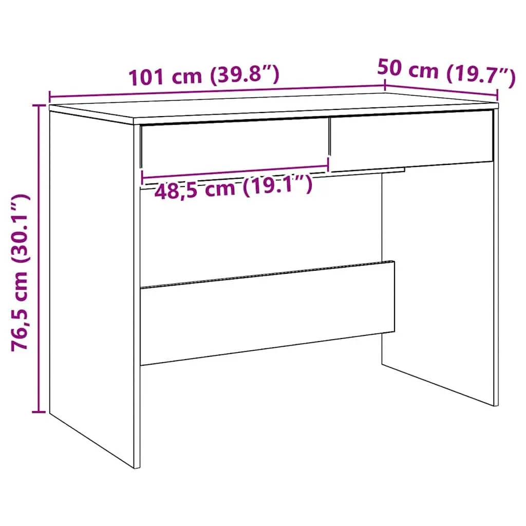 Engineered Wood Office Desk with 2 Drawers, Brown