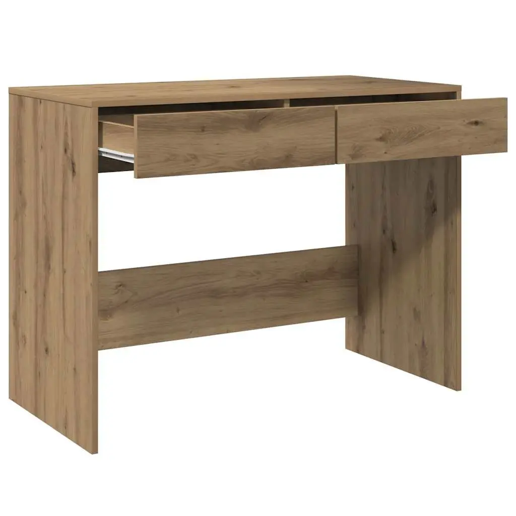 Engineered Wood Office Desk with 2 Drawers, Brown