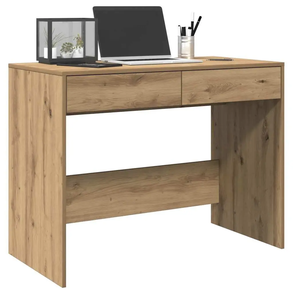 Engineered Wood Office Desk with 2 Drawers, Brown