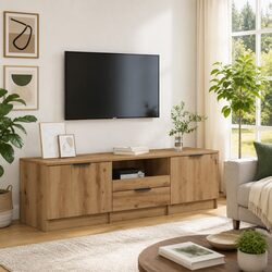 Engineered Wood Brown TV Cabinet for Living Room Storage 140x35x40cm