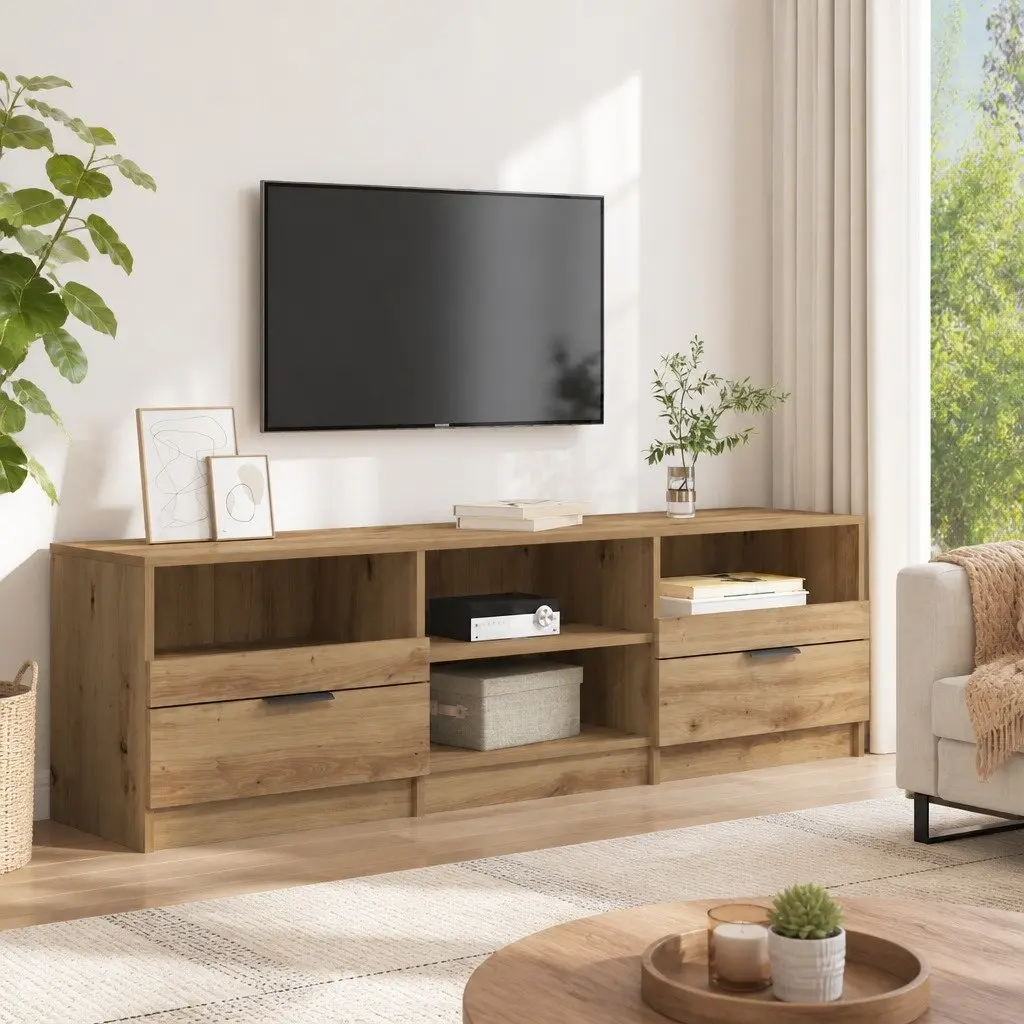 Engineered Wood Brown TV Cabinet for Living Room and Bedroom