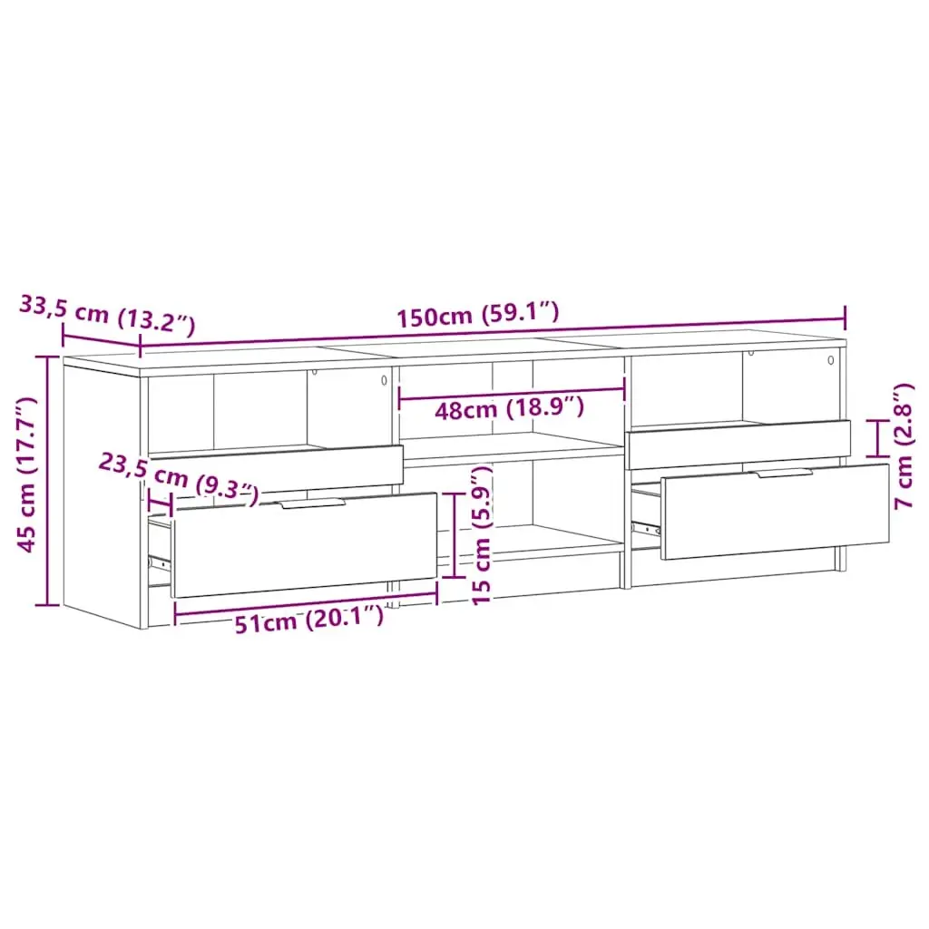 Engineered Wood Brown TV Cabinet for Living Room and Bedroom