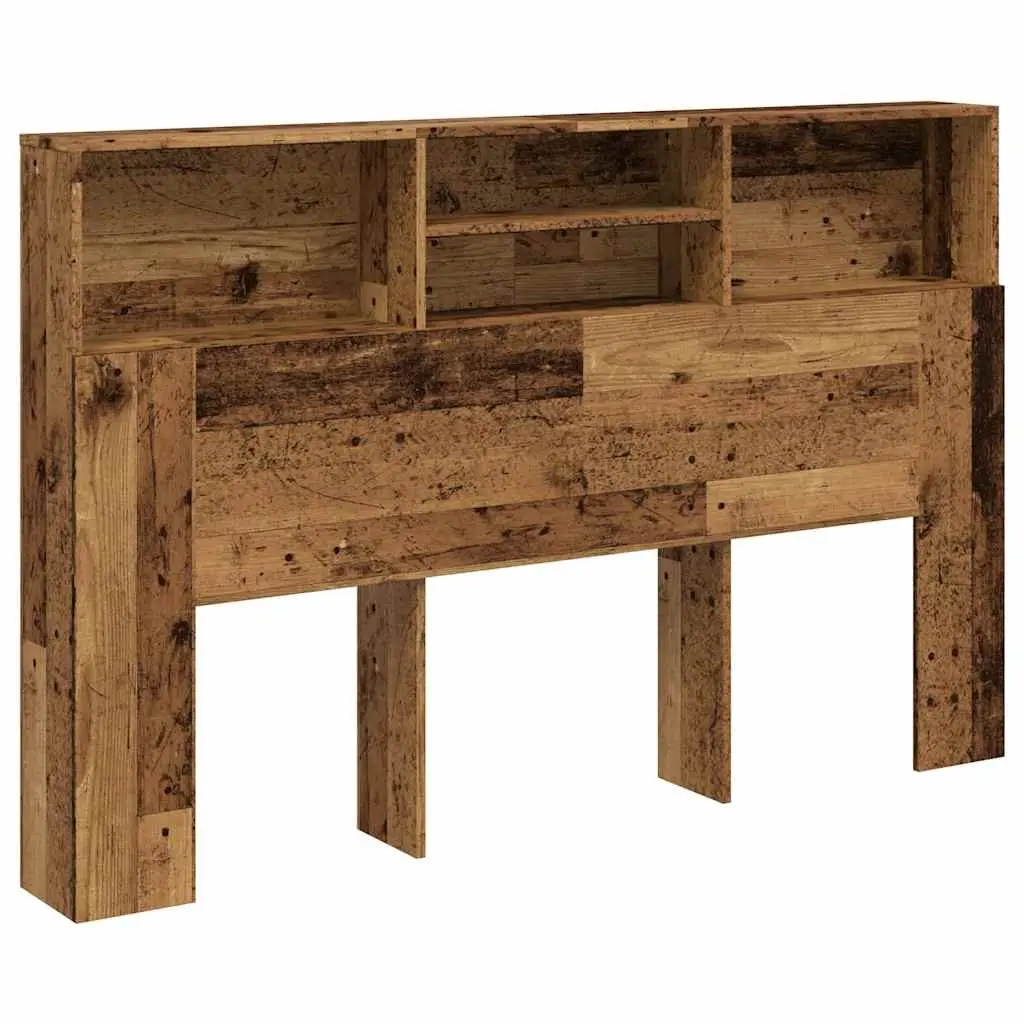 Brown Headboard Cabinet with Storage Compartments