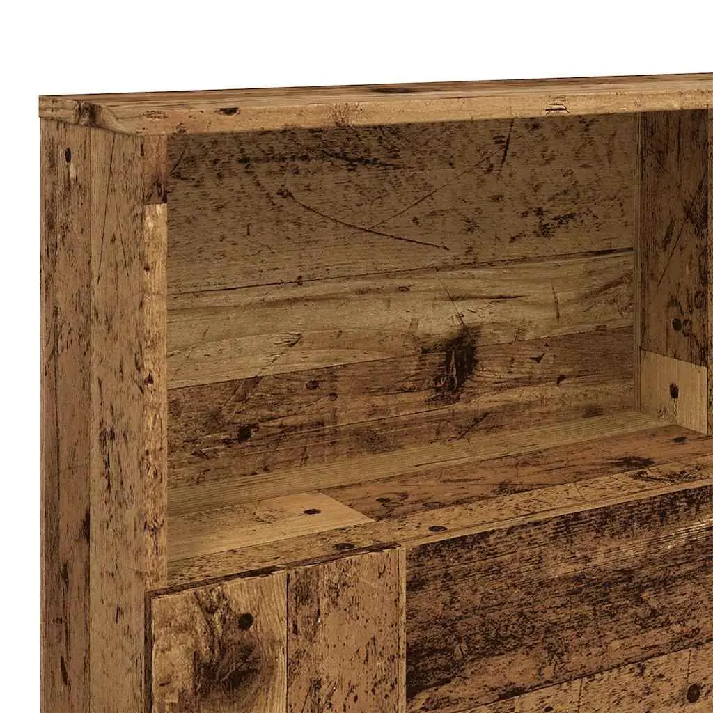 Brown Headboard Cabinet with Storage Compartments