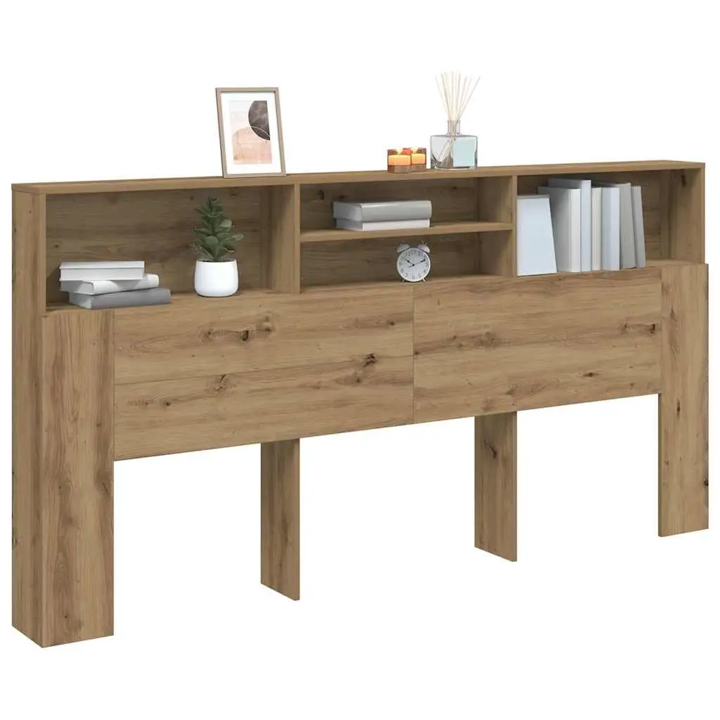 Brown Engineered Wood Headboard Cabinet for Bedroom Storage