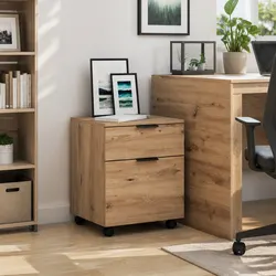 Durable Brown Mobile File Cabinet with Swivel Wheels