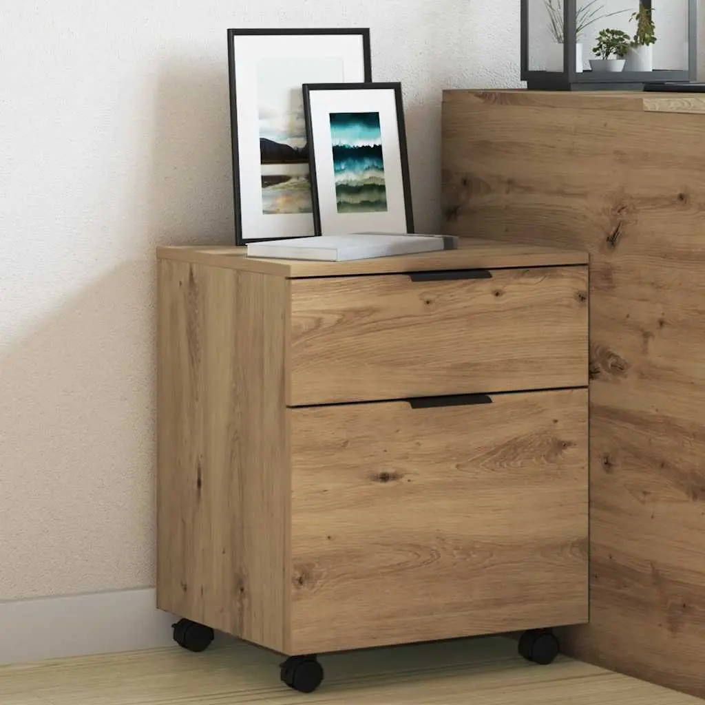 Brown Mobile File Cabinet with Swivel Wheels