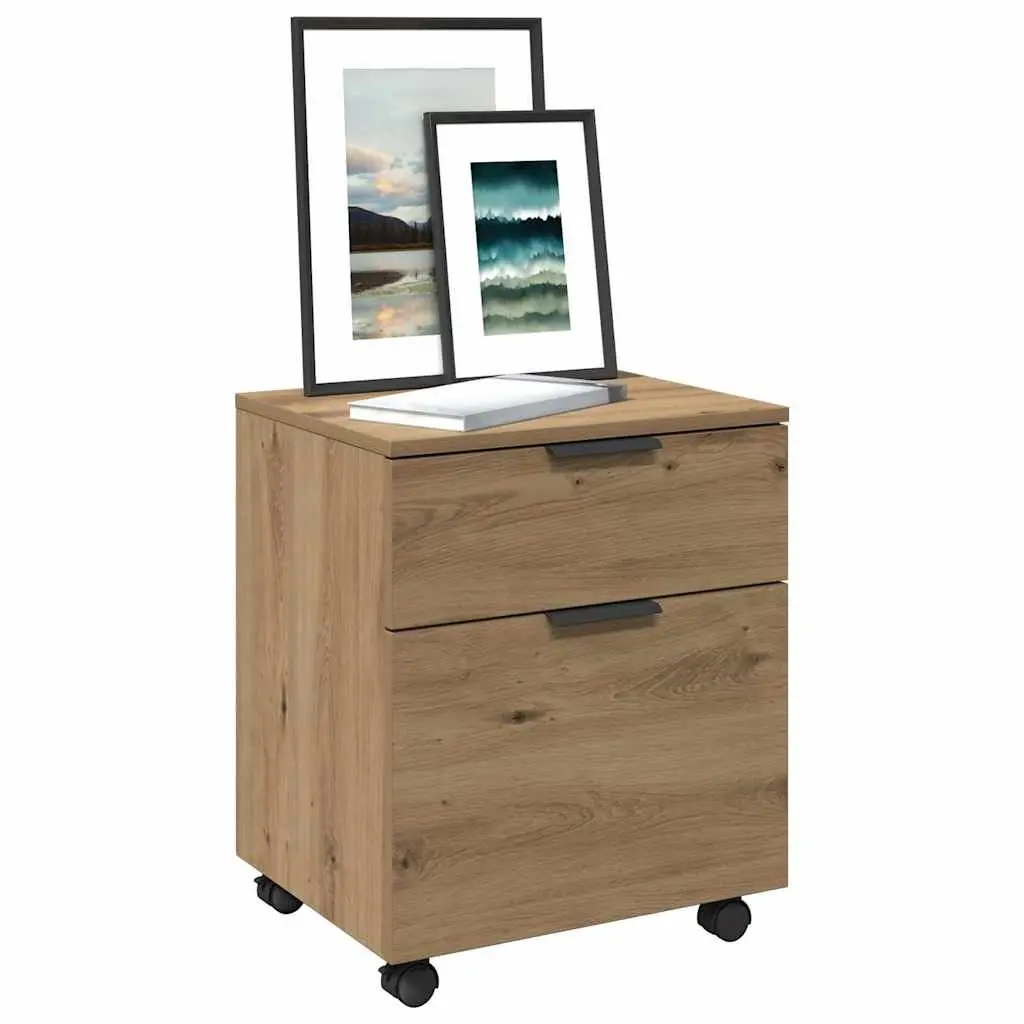 Brown Mobile File Cabinet with Swivel Wheels