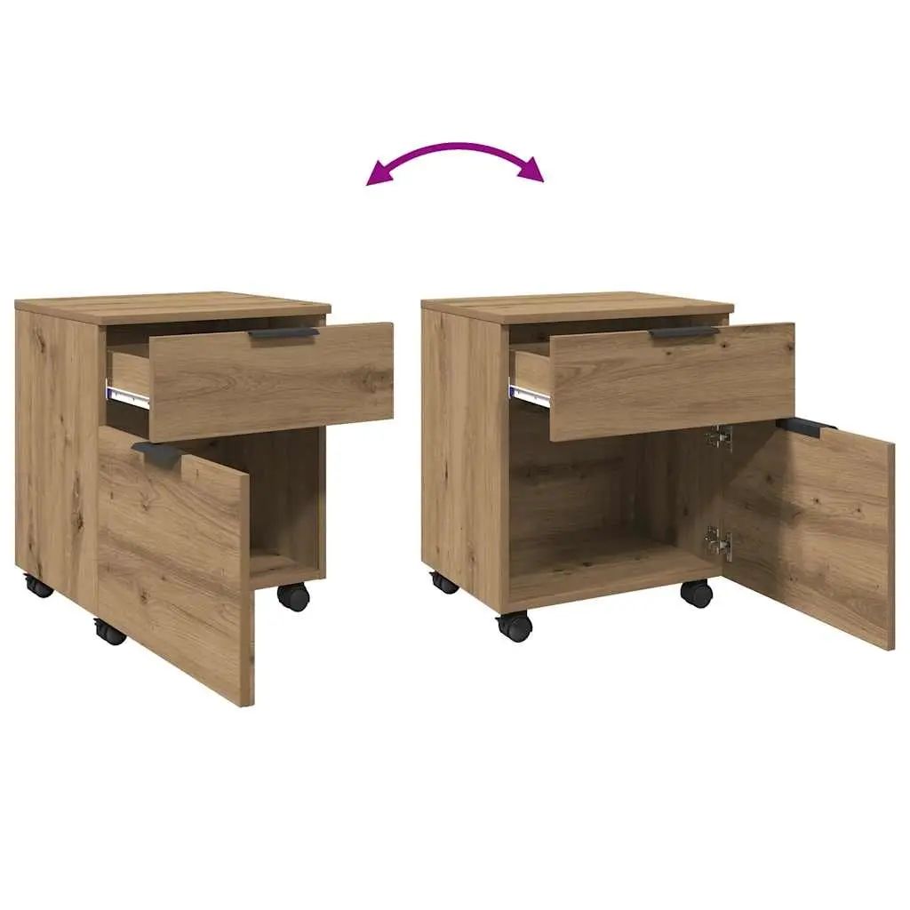 Brown Mobile File Cabinet with Swivel Wheels