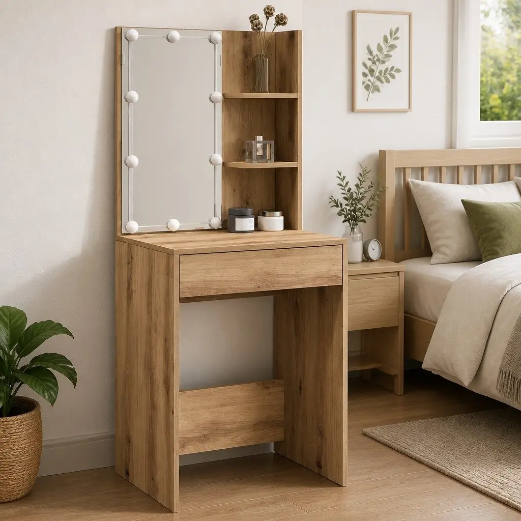 Dressing Table with RGB LED Lighting and Storage