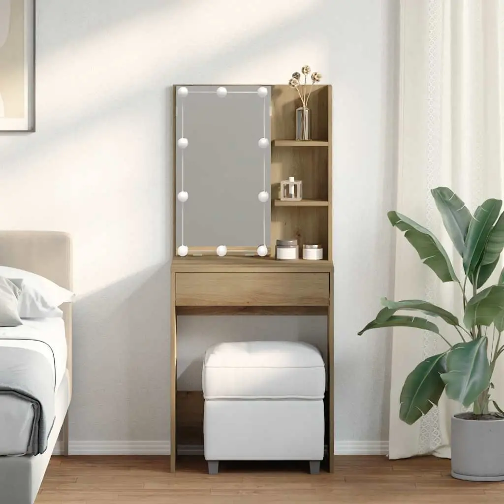 Dressing Table with RGB LED Lighting and Storage